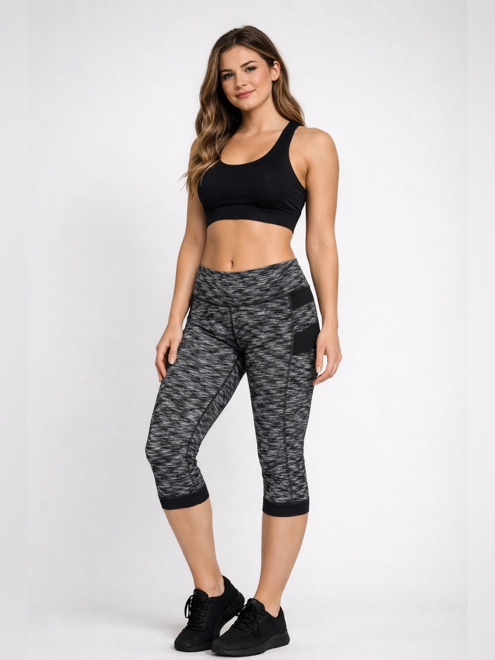 Athletic Collection Gray/Black/White Leggings (M)